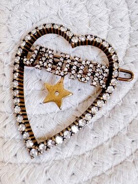 Dior Crystal J'Adior Heart Hair Barrette